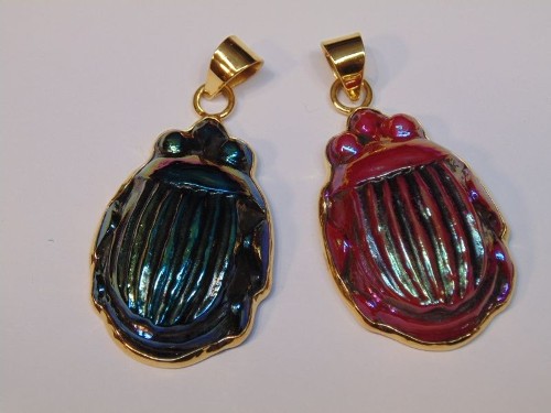 Favrile Glass Scarab Necklace by Louis Comfort Tiffany