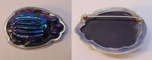 Louis Comfort Tiffany - Louis Tiffany at Tiffany & Co. Favrile Glass Scarab  Brooch